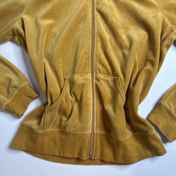 Y2K Yellow Gold Velour Jacket Sz S Zip Up Hoodie Retro Indie Fairy Grunge - Picture 7 of 7